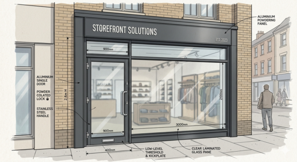 Aluminium Shopfront with Single Door